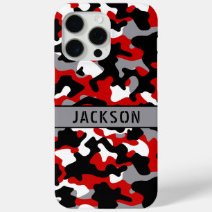 Red and Black Camouflage Personalized iPhone 15 Pro Max Case