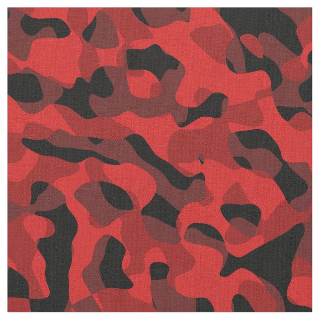 Red and Black Camouflage Print Pattern Fabric (Close Up)