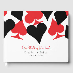 Red and Black Card Suits Las Vegas Wedding Guest Book