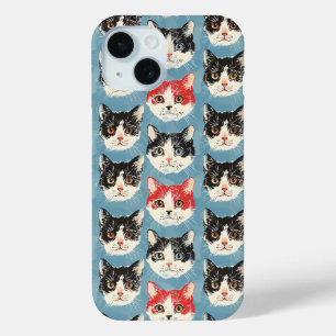 Red and Black Cats Pattern iPhone 15 Case