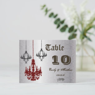 Red and Black Chandelier Table Number Postcard