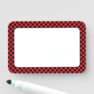 Red and Black Check 3x2 Name Tag