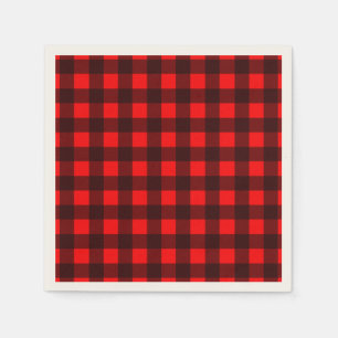 Red and Black Check Buffalo Plaid Party Napkin