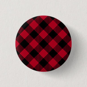 Red And Black Check Buffalo Plaid Pattern 3 Cm Round Badge