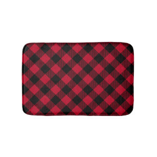 Red And Black Check Buffalo Plaid Pattern Bath Mat