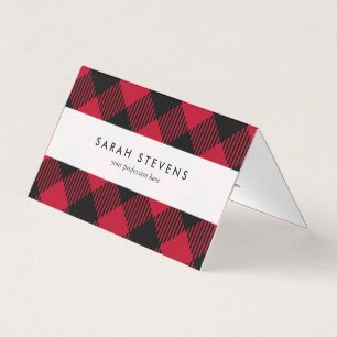 Red And Black Check Buffalo Plaid Pattern Business Card