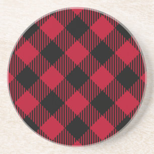 Red And Black Check Buffalo Plaid Pattern Coaster