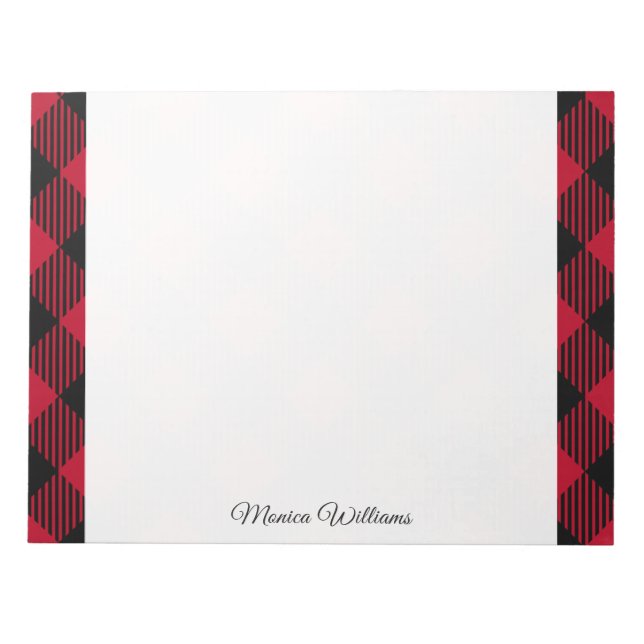 Red And Black Check Buffalo Plaid Pattern Notepad (Front)
