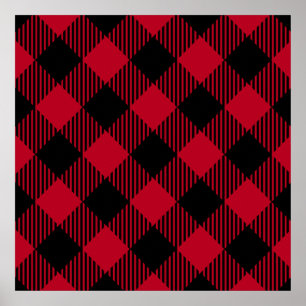 Red And Black Check Buffalo Plaid Pattern Poster