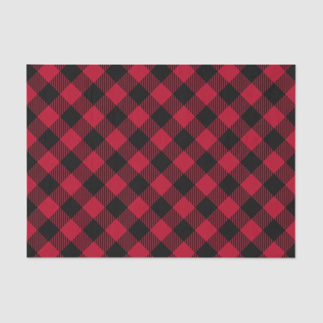 Red And Black Check Buffalo Plaid Pattern Tissue Paper (Front)