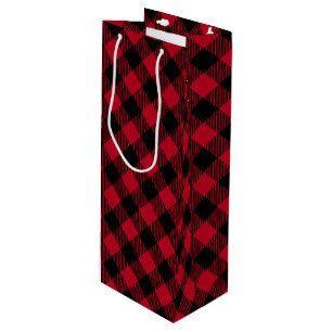 Red And Black Check Buffalo Plaid Pattern Wine Gift Bag