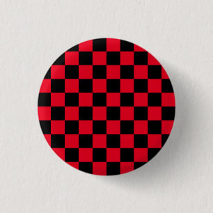 Red and Black Checker Board Pattern 3 Cm Round Badge