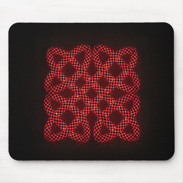 Red and Black Chequerboard Celtic Knot Mouse Mat (Front)