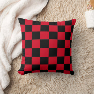 Red and Black Chequerboard Pattern Cushion
