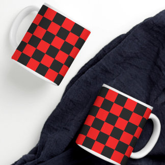 Red and Black Chequered Pattern Coffee Mug
