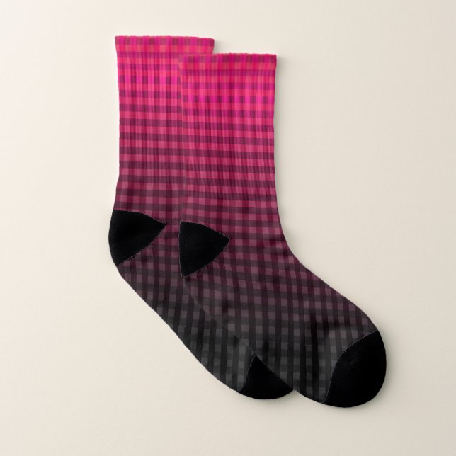 Red and black chequered pattern gradient  socks (Pair)