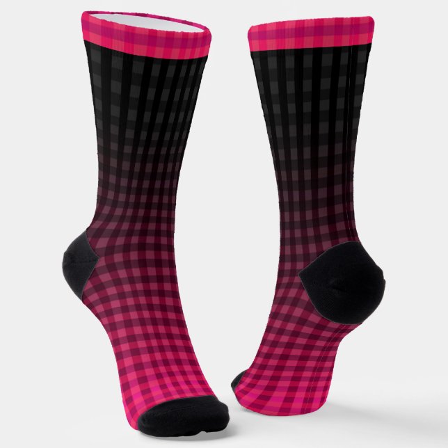 Red and black chequered pattern gradient  socks (Angled)