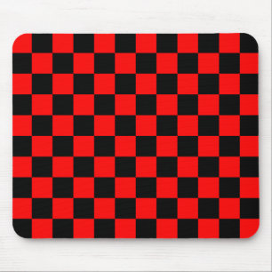 Red and Black Chequered Pattern Mouse Mat