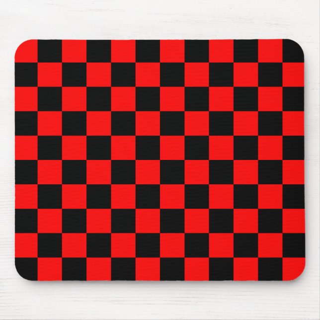 Red and Black Chequered Pattern Mouse Mat (Front)