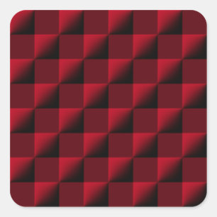 Red and Black Chequered Pattern Square Sticker