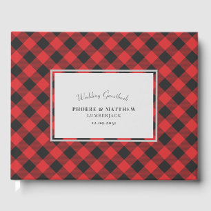 Red and Black Chequered Wedding Guest Book