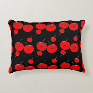 Red And Black Cherry Pattern Decorative Cushion