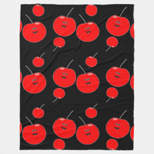 Red And Black Cherry Pattern Fleece Blanket