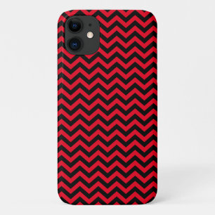 Red And Black Chevron Pattern iPhone 11 Case