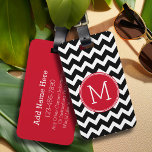Red and Black Chevron Pattern Custom Monogram Luggage Tag<br><div class="desc">A popular design with an area to add your initials. We have trendy colours and patterns for you to choose from. If you need to adjust the monograms,  click on the customise button and make changes.</div>