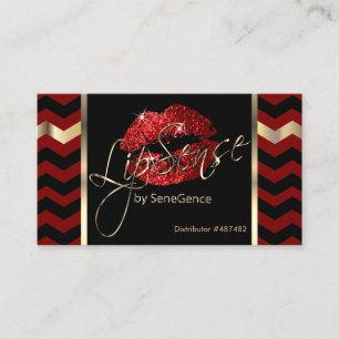 Red and Black Chevron with Red Lips Business Card