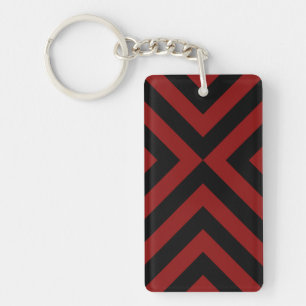 Red and Black Chevrons Key Ring