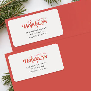 Red and Black Christmas Holiday Return Address Label