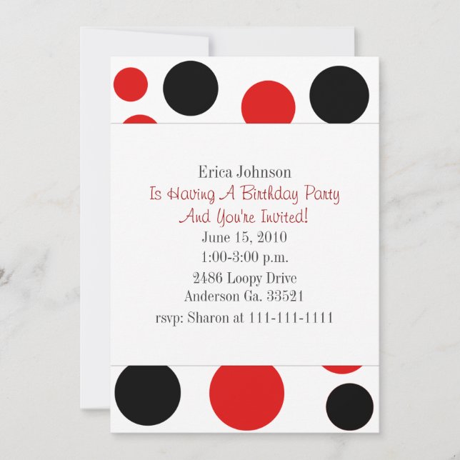 Red and Black Circles Party Invitation (Front)