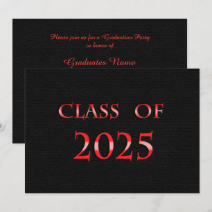 Red and Black Class of 2025 Graduation Party Invitation