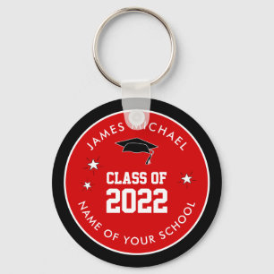Red and Black Class of High School Graduation Key Ring