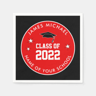 Red and Black Class of High School Graduation Napkin