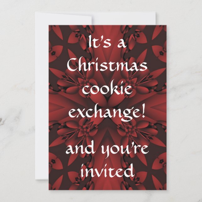 Red and black classy Christmas cookie exchange Invitation (Front)