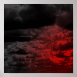 Red and Black Clouds Poster