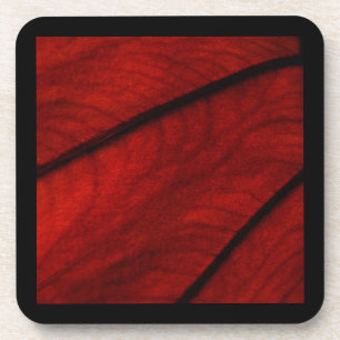 Red and Black Colocasia Abstract Coaster