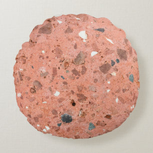 Red and Black Colorful Small Gravel Rocks Pebbelsa Round Cushion