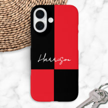 Red and Black Colour Block Minimal Personalised