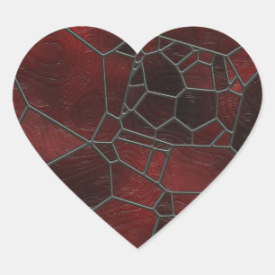 Red and Black Coloured Swirly Mosaic  Art Heart Sticker