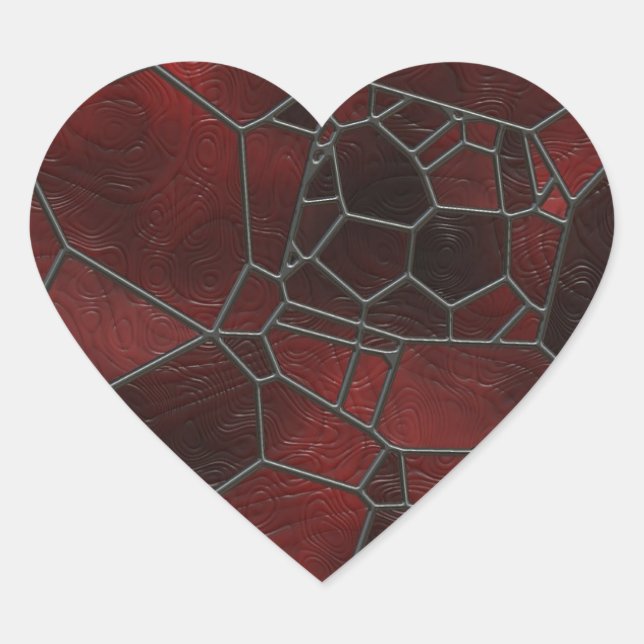 Red and Black Coloured Swirly Mosaic  Art Heart Sticker (Front)