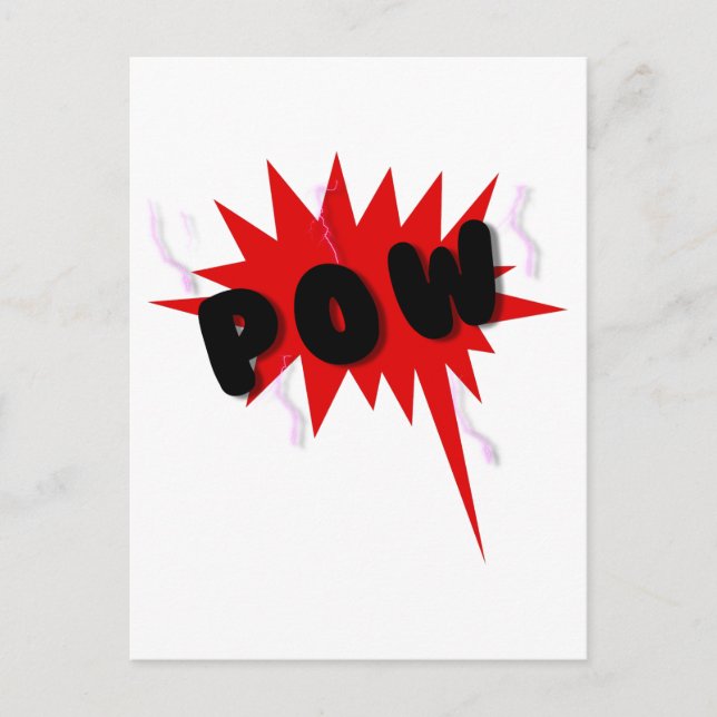 Red and black comics text and burst design POW Postcard (Front)