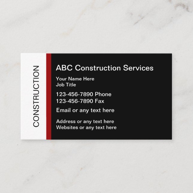 Red And Black Construction Business Card (Front)