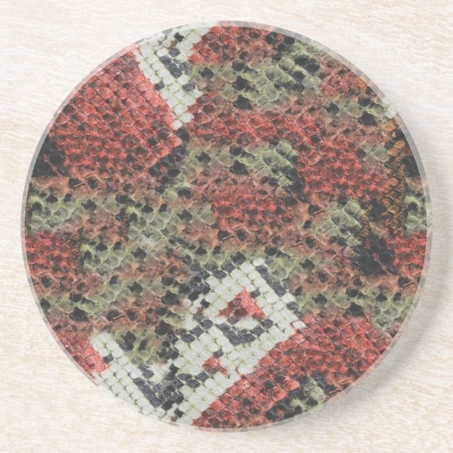 Red and Black Coral Snake Skin Coaster (Front)