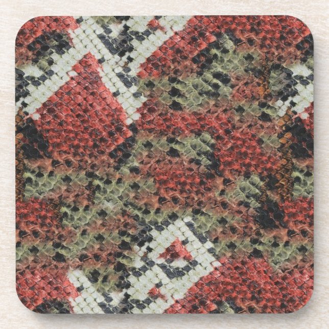 Red and Black Coral Snake Skin Coaster (Front)