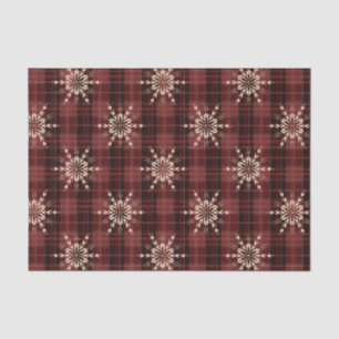 Red and Black Cosy Christmas Plaid & Snowflakes Tissue Paper