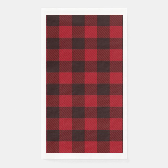 Red And Black Country Buffalo Plaid  Napkin (Front)