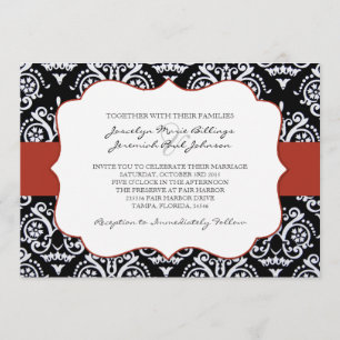 Red and Black Country Damask Patterned Invitation